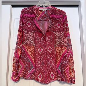Cynthia Vincent Red & Pink Patterned Blouse - Size MP